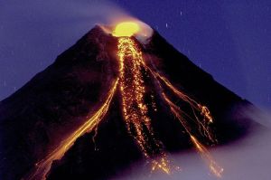 Mayon Volcano in the Philippian Islands erupting December 29, 2009 