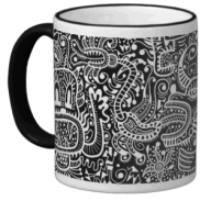 The "Fira" mug in white on black.