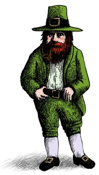 A modern stereotypical depiction of a leprechaun.