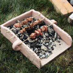 A recreation of the ancient Mycenaean grills.