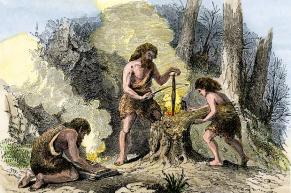 Humans discover fire.